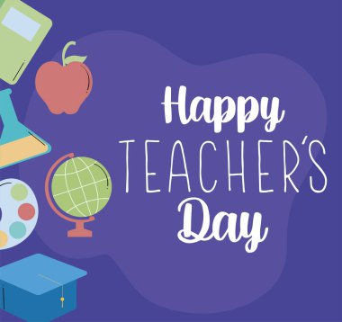 Tebrik kartı. Mutlu öğretmenler günü.