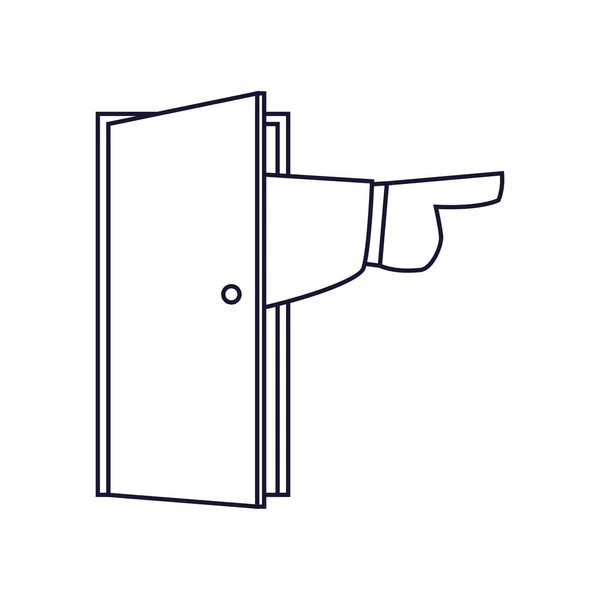 Otevřené dveře s rukou, ikona stylu čáry — Stockový vektor