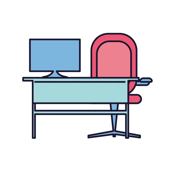 Espace de travail avec mobilier de bureau sur fond blanc — Image vectorielle