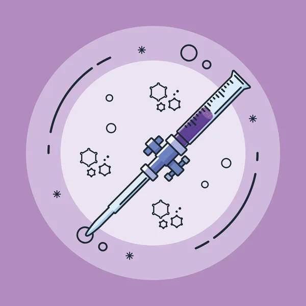 Poster with laboratory syringe, research coronavirus — Stock Vector