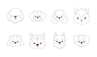 Kedi ve köpek kafaları, çizgi biçimi simgesi