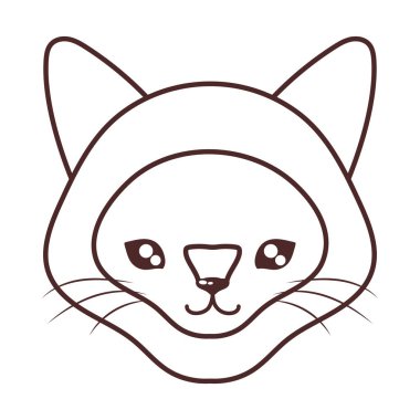 Sevimli kedi başı, çizgi stili ikon, kedi evcil