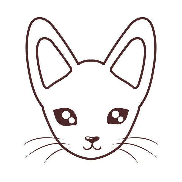 Head of cute cat, line style icon, feline domestic — стоковый вектор