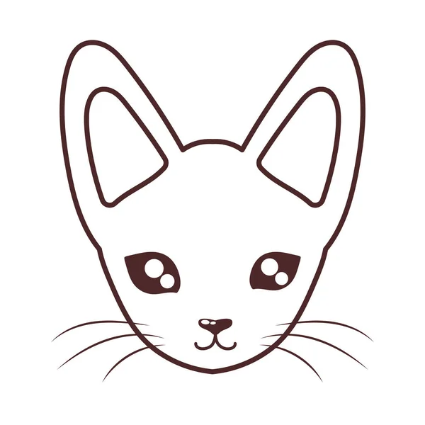 Cabeza de gato lindo, icono de estilo de línea, felino doméstico — Vector de stock