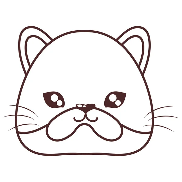 Head of cute cat , line style icon, feline domestic — Stock Vector