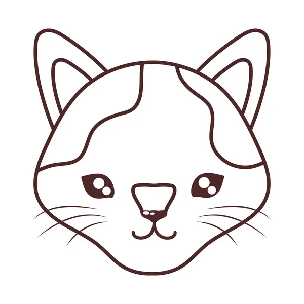 Cabeça de gato bonito, ícone de estilo de linha, felino doméstico — Vetor de Stock