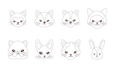 Kedi ve köpek kafaları, çizgi biçimi simgesi