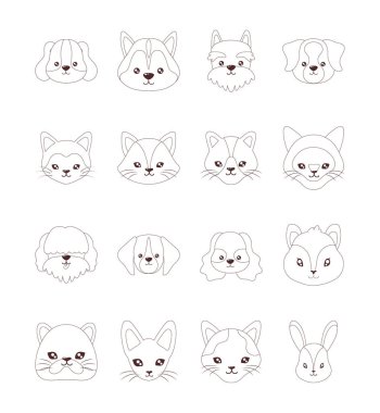 Kedi ve köpek kafaları, çizgi biçimi simgesi