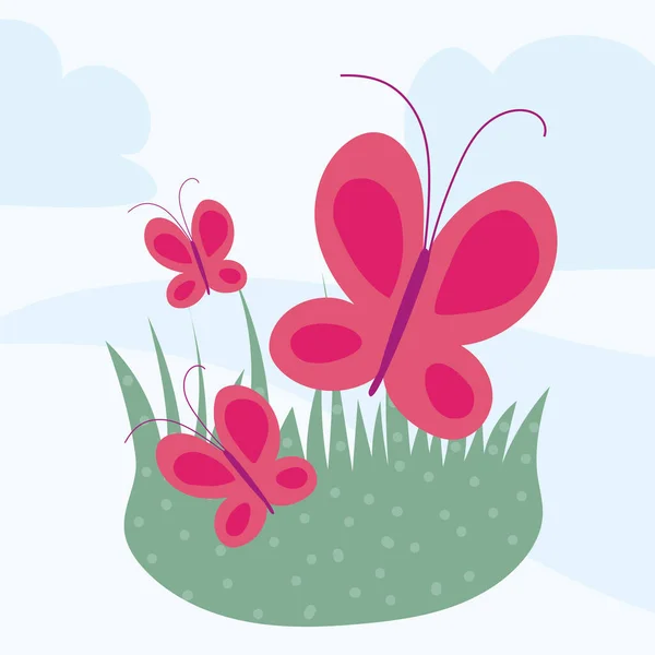かわいい蝶、かわいい動物 — ストックベクタ