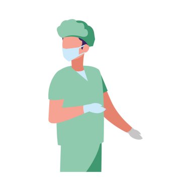 Yüzü maskeli profesyonel bir adam