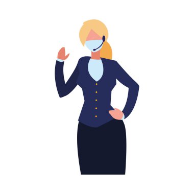 Yüzü maskeli profesyonel bir kadın.