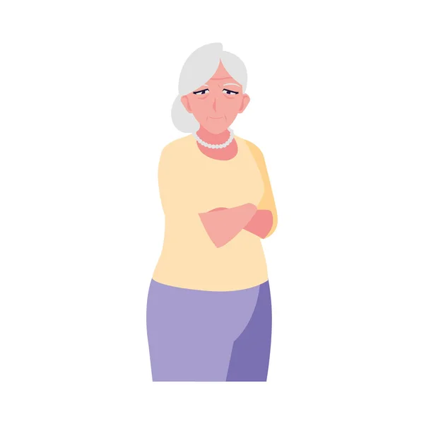 Glückliche ältere Frau trägt Kleidung — Stockvektor