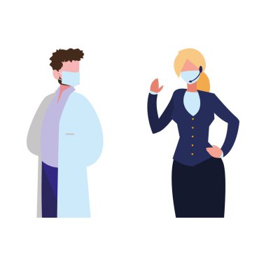 Yüz maskesi takan profesyonel çift