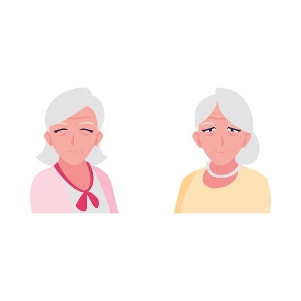 Mutlu yaşlı kadınlar evlerinde paylaşıyorlar. — Stok Vektör