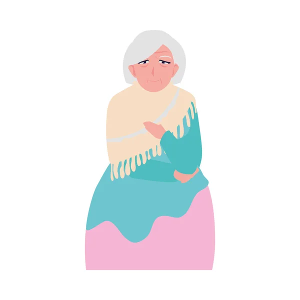 Glad äldre kvinna bär kläder — Stock vektor