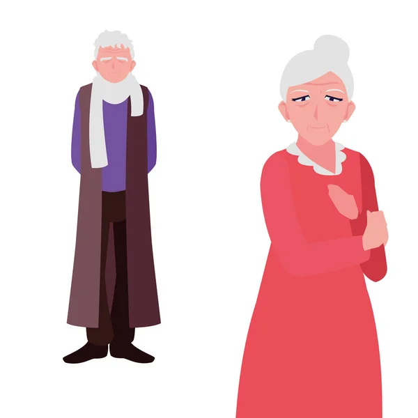 Adorable old couple sharing at home — Stock Vector