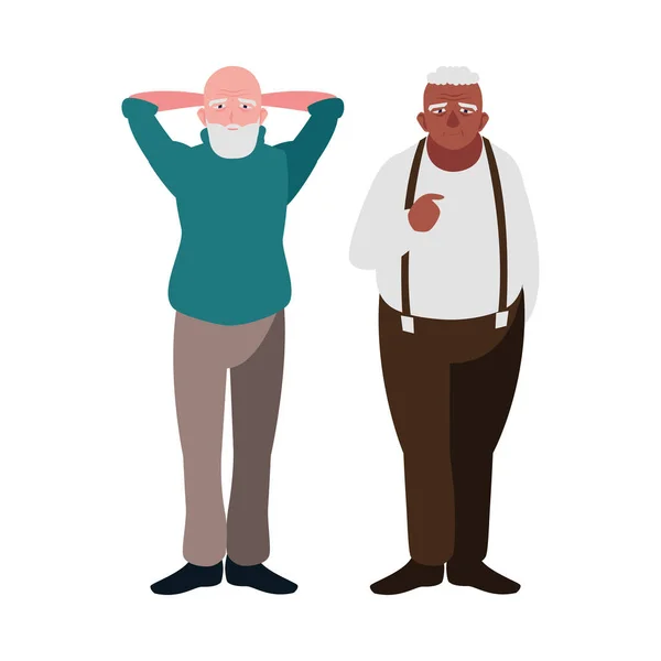 Ευτυχείς ηλικιωμένοι άνδρες μοιράζονται στο σπίτι — Διανυσματικό Αρχείο