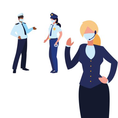 Yüz maskesi takan profesyonel insanlar.