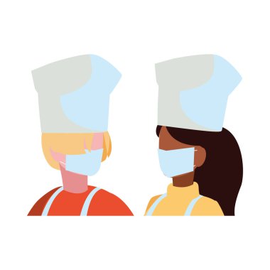 Yüz maskesi takan profesyonel çift