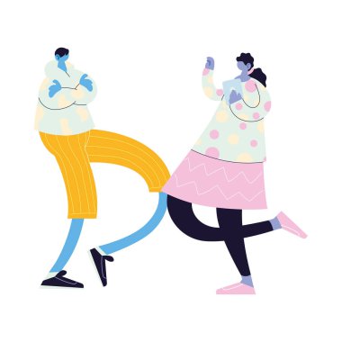 Bir çift gibi yürüyor ve dans ediyor.