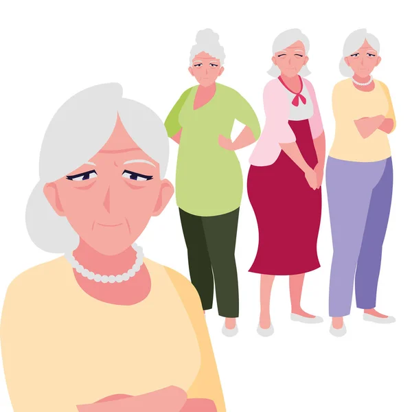 Felici donne anziane che condividono a casa — Vettoriale Stock