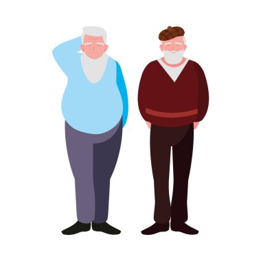 Mutlu yaşlı erkekler evlerinde paylaşıyorlar.