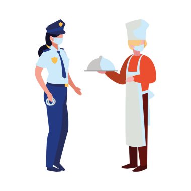 Yüz maskesi takan profesyonel çift