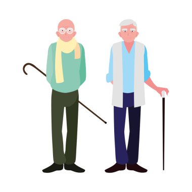 Mutlu yaşlı erkekler evlerinde paylaşıyorlar.