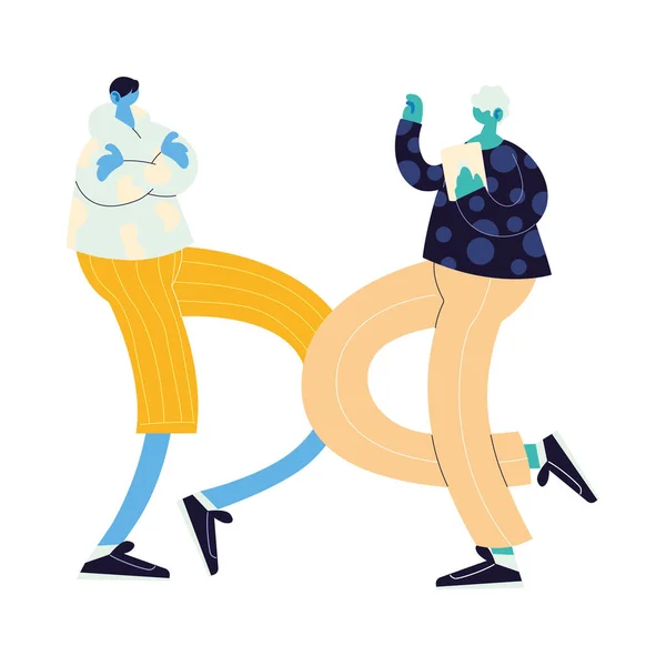 Mannen wandelen en dansen met stijl — Stockvector