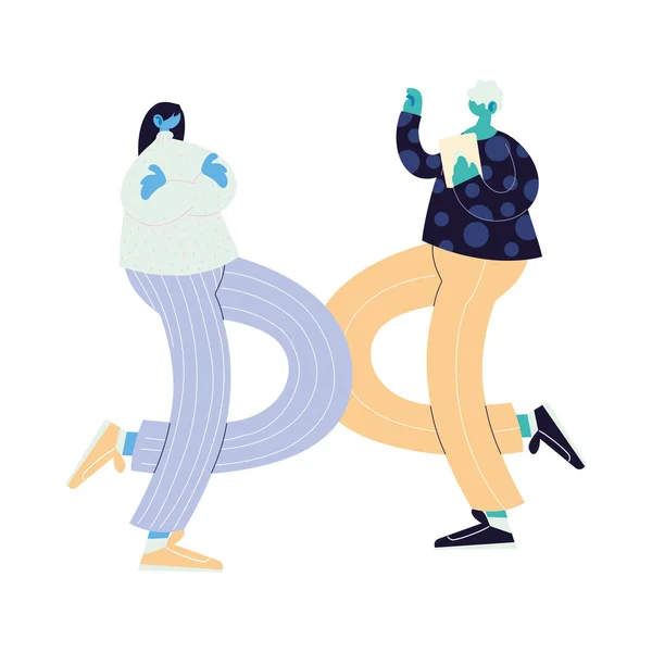 Couple walking and dancing with style — Stock Vector