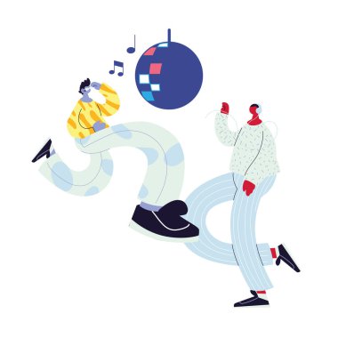 Erkekler tarzlarıyla yürüyüp dans ediyorlar.