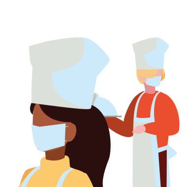 Yüz maskesi takan profesyonel çift