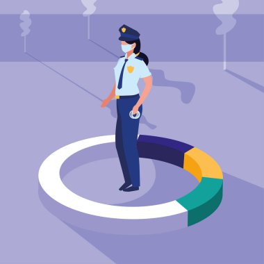 Profesyonel kadın yüz maskesi ile çalışıyor.