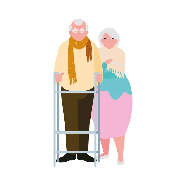 Adorable old couple sharing at home — Stock Vector