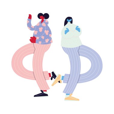 Bir çift gibi yürüyor ve dans ediyor.