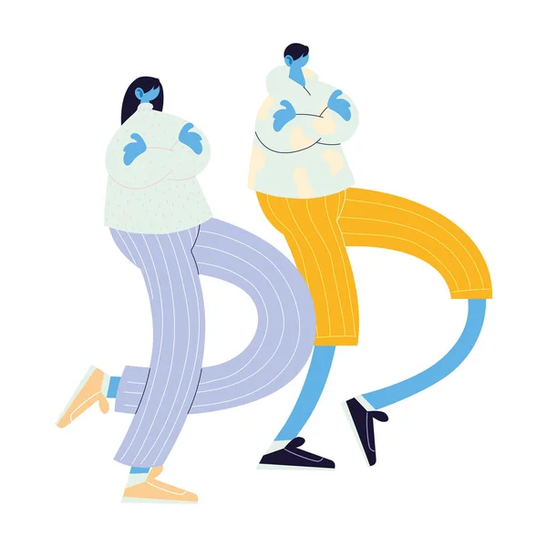 Couple walking and dancing with style — Stock Vector