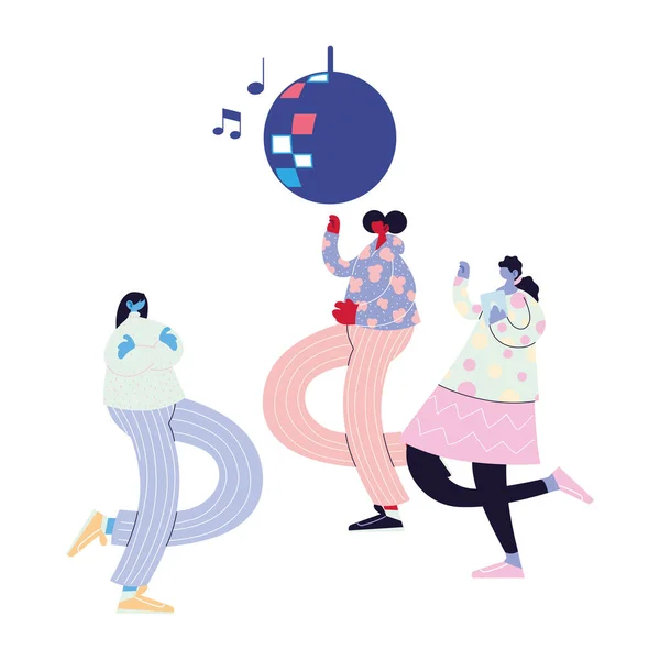 People listening music and dancing — Stock Vector