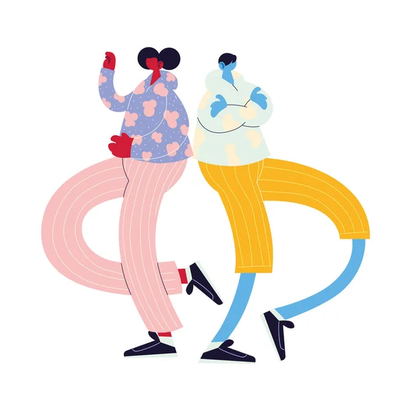 Homens andando e dançando com estilo —  Vetores de Stock