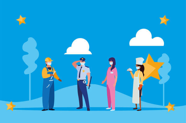 профессиональные люди, работающие с маской
