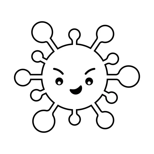 Covid 19 virus línea de dibujos animados icono de estilo de diseño de vectores — Archivo Imágenes Vectoriales