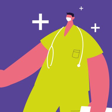 Adam doktor ayakta, sağlık personeli