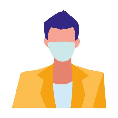 Yüz maskesi takan şehir adamı.