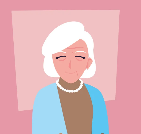 Seniorin kümmert sich zu Hause um sich selbst — Stockvektor