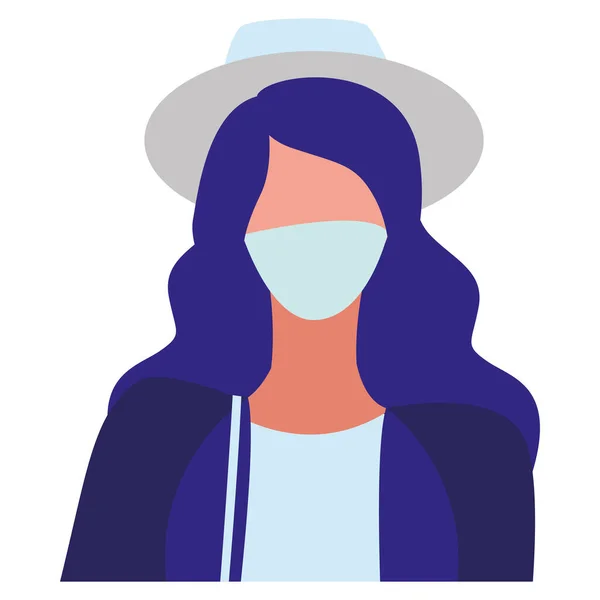 Városi nő arcmaszkot visel — Stock Vector