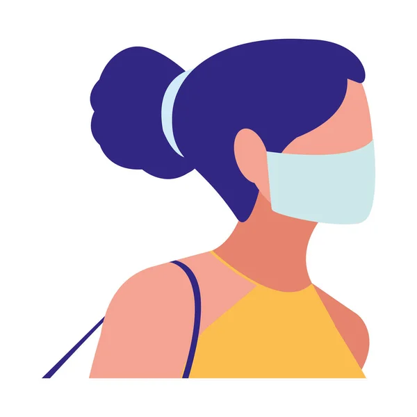 フェイスマスクを身に着けている都市女性 — ストックベクタ