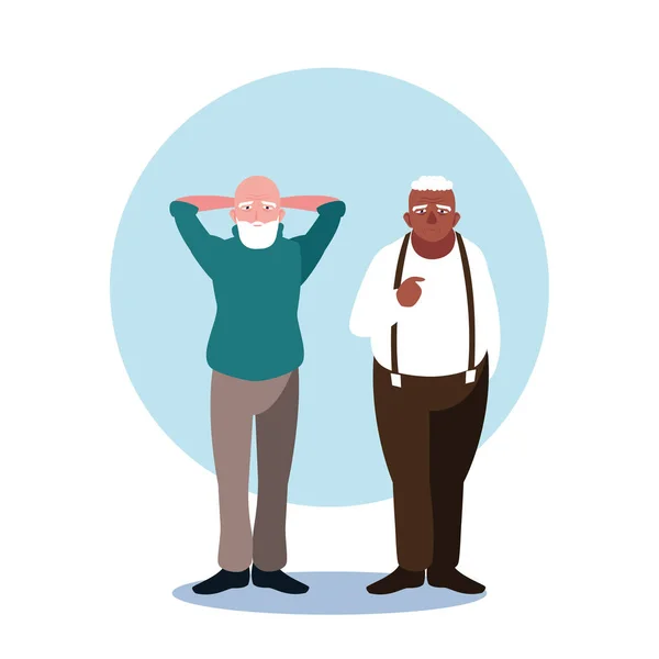 Ευτυχείς ηλικιωμένοι άνδρες μοιράζονται στο σπίτι — Διανυσματικό Αρχείο