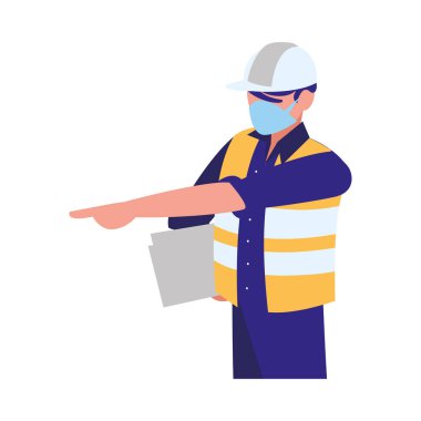 Yüz maskesi ile çalışan sanayi işçisi