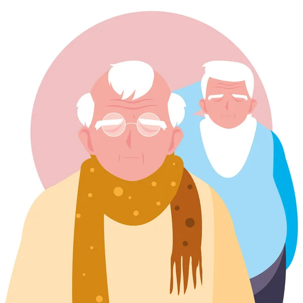 Heureux hommes âgés partageant à la maison — Image vectorielle