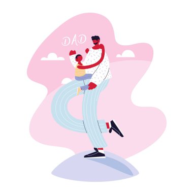 Baba oğul, mutlu babalar günü kartı.