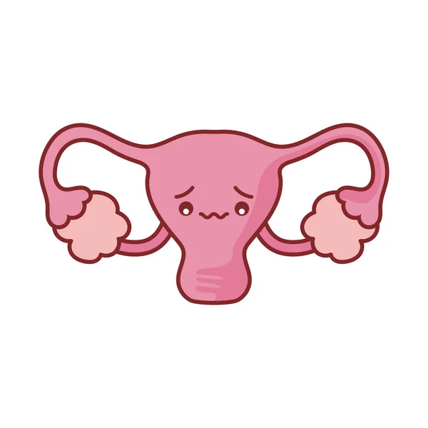 Desenho animado do sistema reprodutivo feminino design vetor ícone de estilo plano — Vetor de Stock